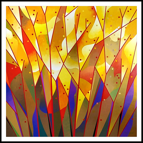 Golden season abstract acrylic painting